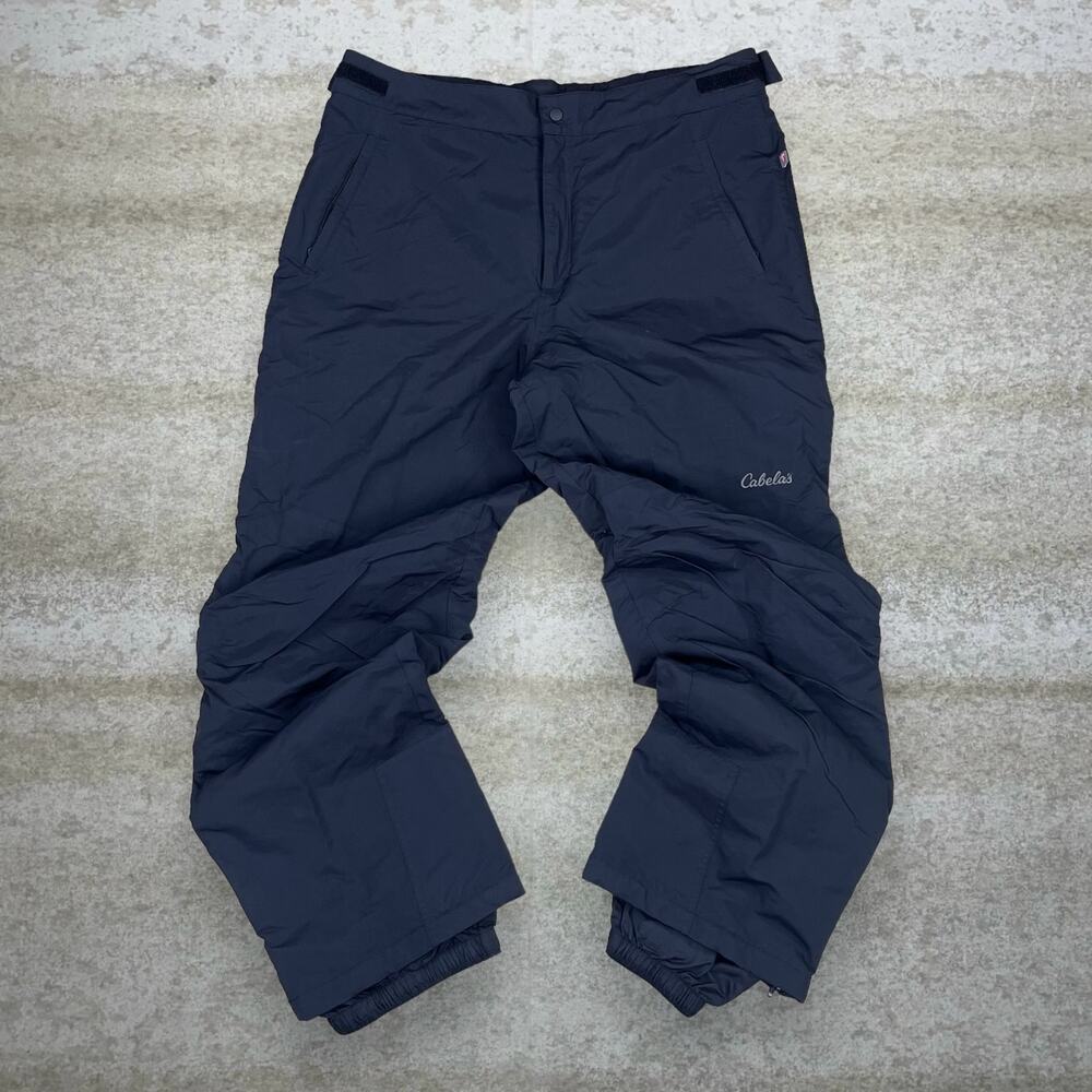 Vintage Y2K Cabelas Snow Pants 38x32 Baggy Wide Leg Fit Jet Black Nylon